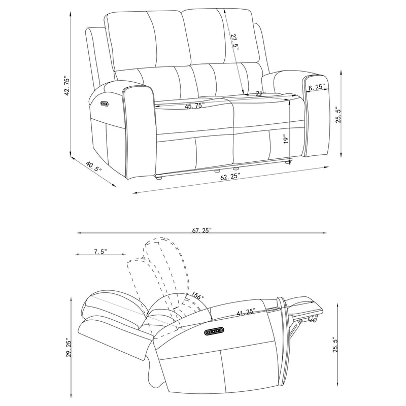 Brickston Triple Power Reclining Loveseat Charcoal - 603432PPP