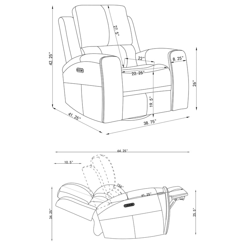 Brickston Triple Power Swivel Glider Recliner Charcoal - 603433PPP