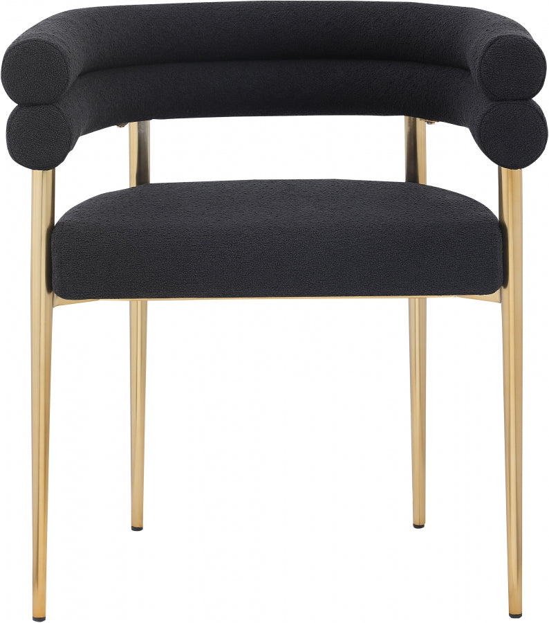 Brielle Boucle Fabric Upholstered Dining Chair in Black, Set of 2 - 804Black-C