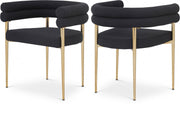 Brielle Boucle Fabric Upholstered Dining Chair in Black, Set of 2 - 804Black-C