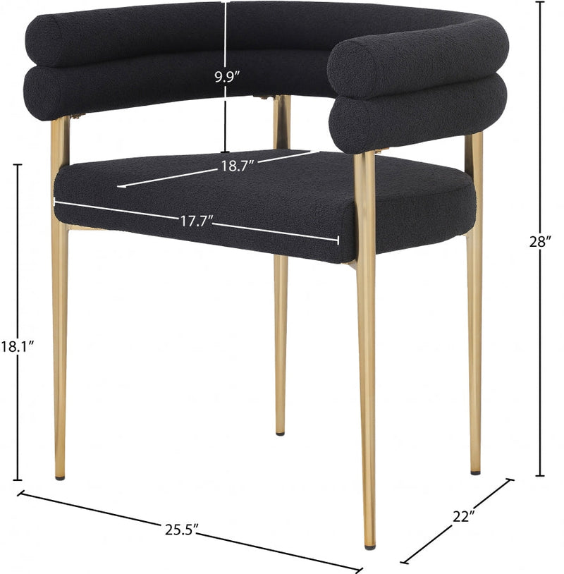 Brielle Boucle Fabric Upholstered Dining Chair in Black, Set of 2 - 804Black-C