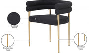 Brielle Boucle Fabric Upholstered Dining Chair in Black, Set of 2 - 804Black-C