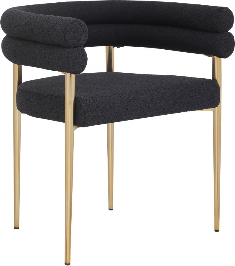 Brielle Boucle Fabric Upholstered Dining Chair in Black, Set of 2 - 804Black-C