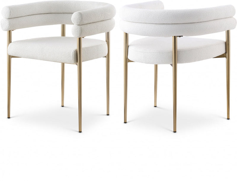 Brielle Boucle Fabric Upholstered Dining Chair in Cream, Set of 2 - 804Cream-C