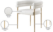 Brielle Boucle Fabric Upholstered Dining Chair in Cream, Set of 2 - 804Cream-C