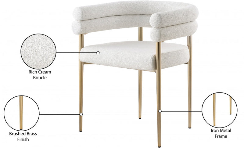 Brielle Boucle Fabric Upholstered Dining Chair in Cream, Set of 2 - 804Cream-C