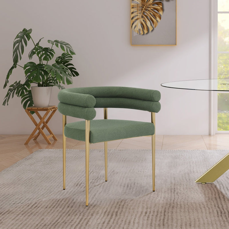 Brielle Boucle Fabric Upholstered Dining Chair in Green, Set of 2 - 804Green-C