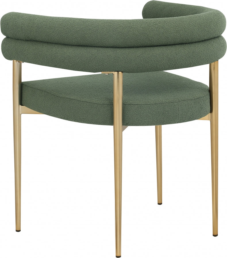 Brielle Boucle Fabric Upholstered Dining Chair in Green, Set of 2 - 804Green-C