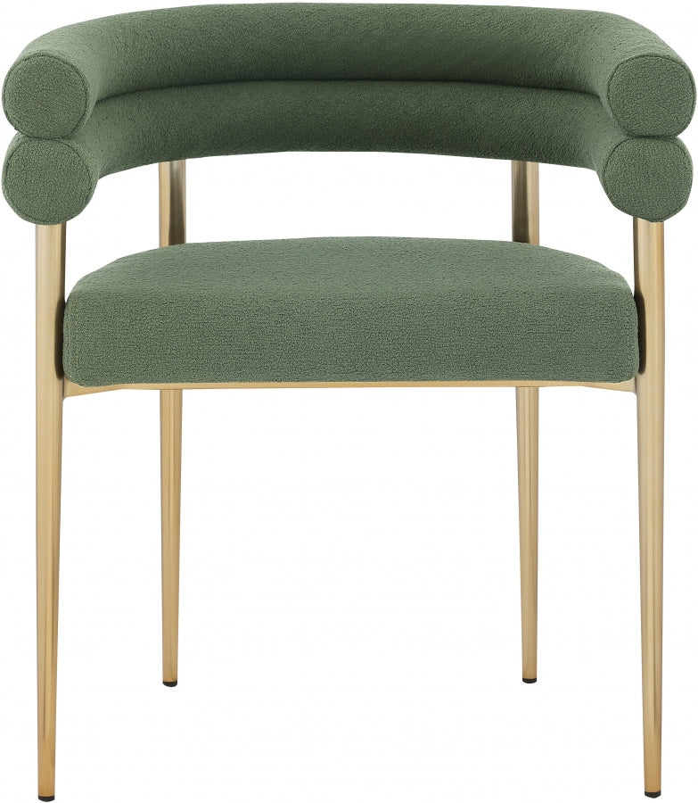 Brielle Boucle Fabric Upholstered Dining Chair in Green, Set of 2 - 804Green-C