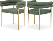 Brielle Boucle Fabric Upholstered Dining Chair in Green, Set of 2 - 804Green-C