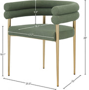 Brielle Boucle Fabric Upholstered Dining Chair in Green, Set of 2 - 804Green-C