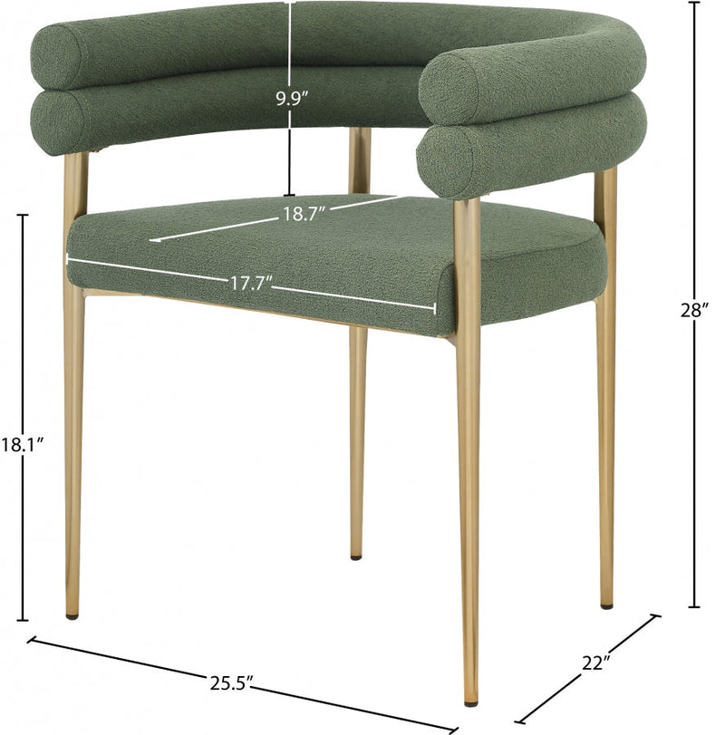 Brielle Boucle Fabric Upholstered Dining Chair in Green, Set of 2 - 804Green-C