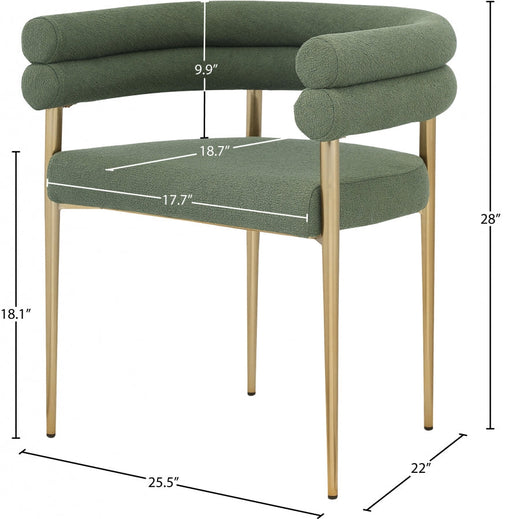 Brielle Boucle Fabric Upholstered Dining Chair in Green, Set of 2 - 804Green-C