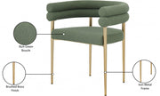 Brielle Boucle Fabric Upholstered Dining Chair in Green, Set of 2 - 804Green-C