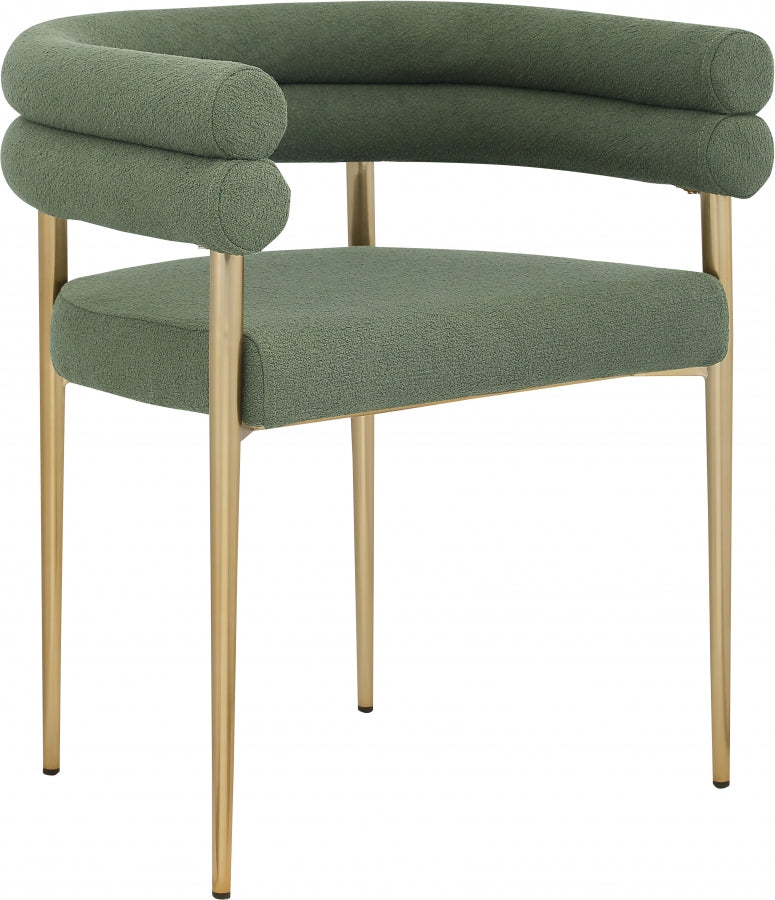 Brielle Boucle Fabric Upholstered Dining Chair in Green, Set of 2 - 804Green-C