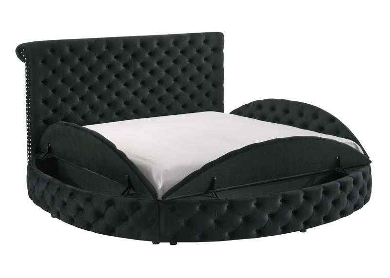 Brigitte Black King Upholstered Storage Panel Bed - Gate FurnitureKing Bed