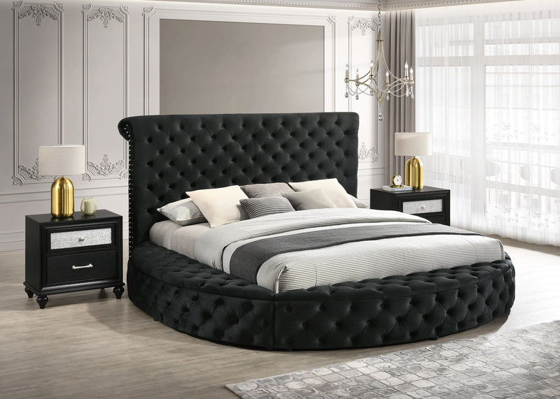 Brigitte Black Queen Upholstered Storage Panel Bed - Gate FurnitureQueen Bed