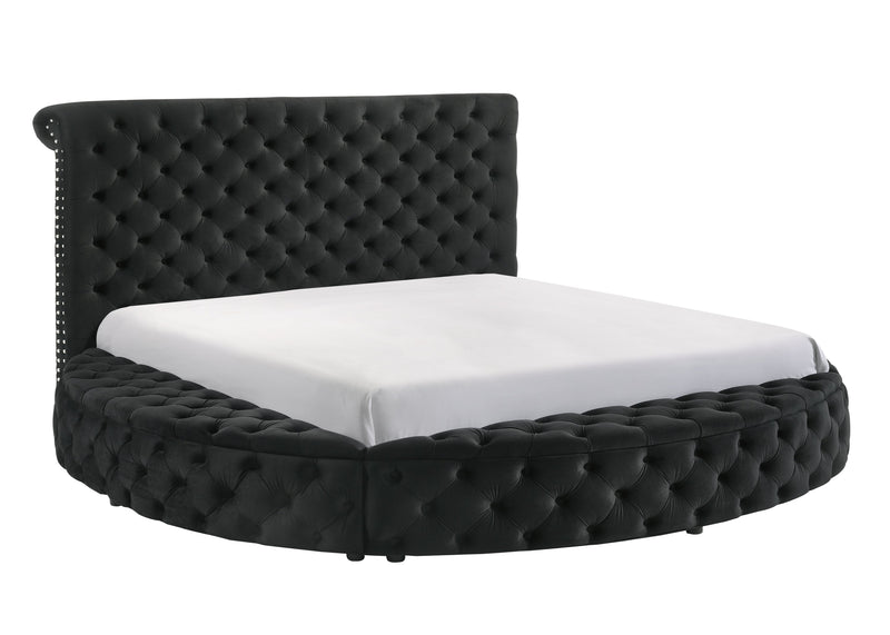 Brigitte Black Queen Upholstered Storage Panel Bed - Gate FurnitureQueen Bed