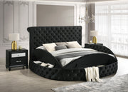 Brigitte Black Queen Upholstered Storage Panel Bed - Gate FurnitureQueen Bed