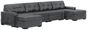 Brindley Pier 4-Piece Sectional with Ottoman in Fog - PKG019366
