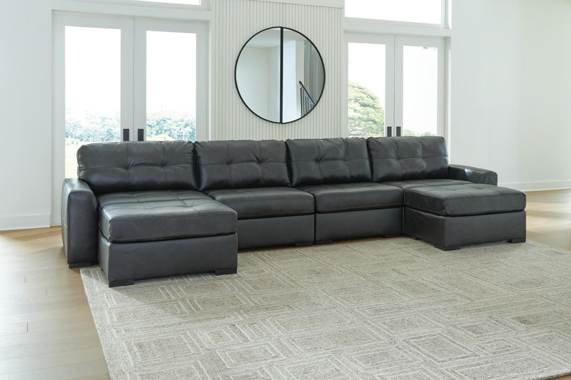 Brindley Pier 4-Piece Sectional with Ottoman in Fog - PKG019366