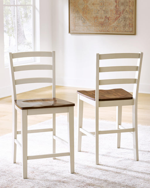 Brinfern Brown/Antique White Counter Height Barstool, Set of 2 - PCD628-124