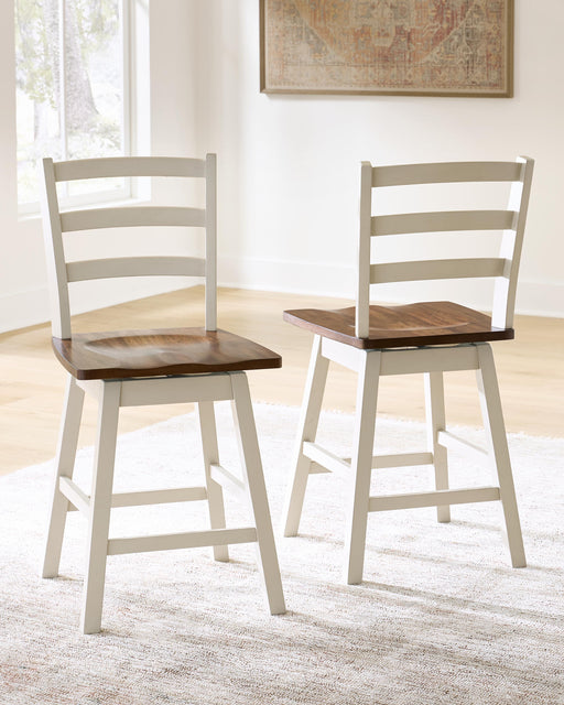 Brinfern Brown/Antique White Counter Height Swivel Stool, Set of 2 - PCD628-224