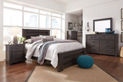 Brinxton Charcoal Queen Panel Bed - Gate FurnitureQueen Bed