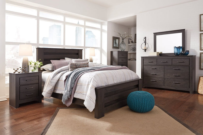 Brinxton Charcoal Queen Panel Bed - Gate FurnitureQueen Bed