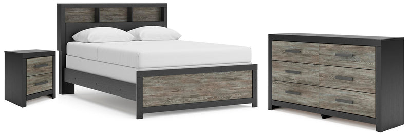 Broachmyn Queen Bookcase Panel Bed, Dresser and Nightstand - PCB1118B20