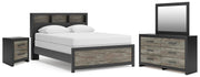 Broachmyn Queen Bookcase Panel Bed, Dresser, Mirror and Nightstand - PCB1118B21