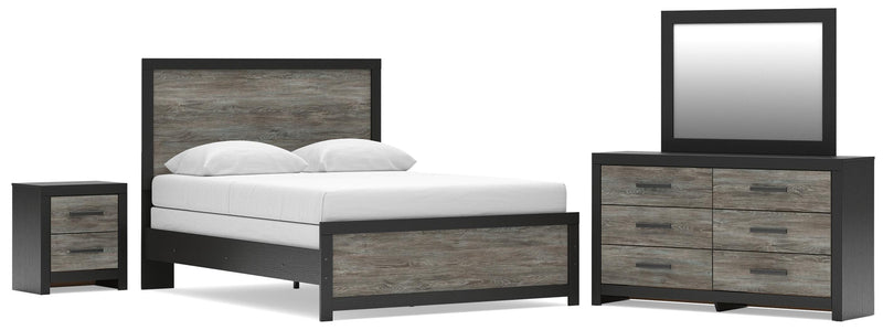 Broachmyn Queen Panel Bed, Dresser, Mirror and Nightstand - PCB1118B27