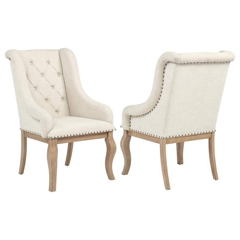 Brockway Upholstered Arm Chair Barley Brown (Set of 2) - 110293