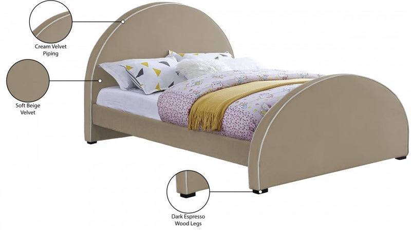 Brody Velvet Full Bed Beige - BrodyBeige-F