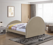 Brody Velvet King Bed Beige - Gate FurnitureKing Bed