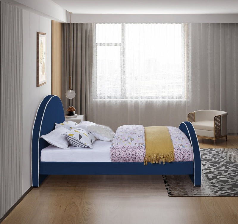 Brody Velvet King Bed Blue - Gate FurnitureKing Bed