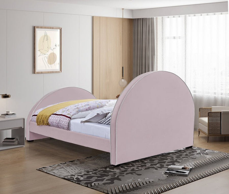 Brody Velvet King Bed Pink - Gate FurnitureKing Bed