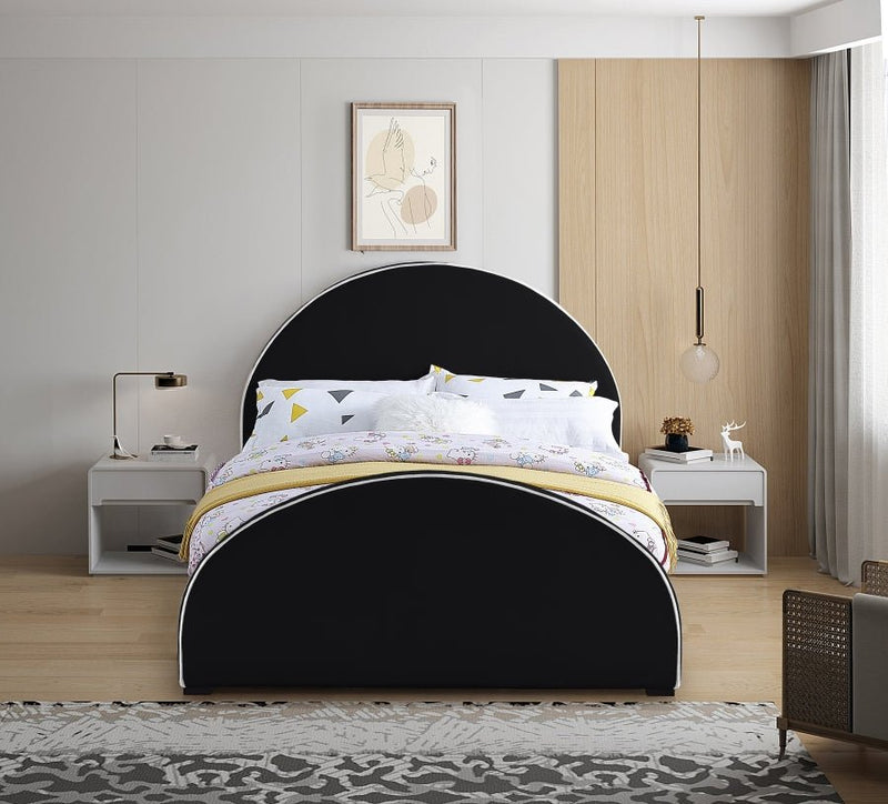Brody Velvet Queen Bed Black - Gate FurnitureQueen Bed