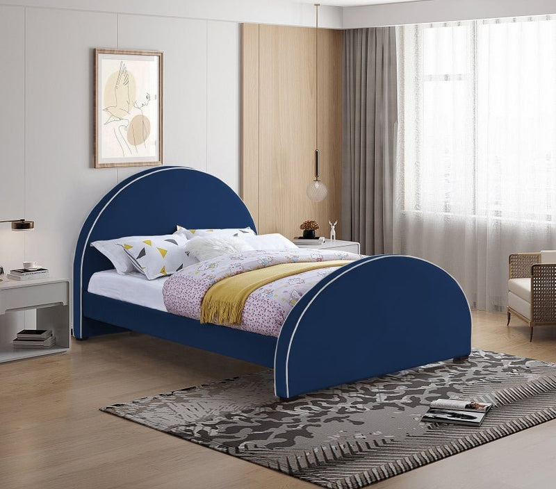 Brody Velvet Queen Bed Blue - Gate FurnitureQueen Bed