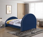 Brody Velvet Queen Bed Blue - Gate FurnitureQueen Bed