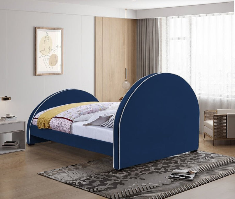 Brody Velvet Queen Bed Blue - Gate FurnitureQueen Bed
