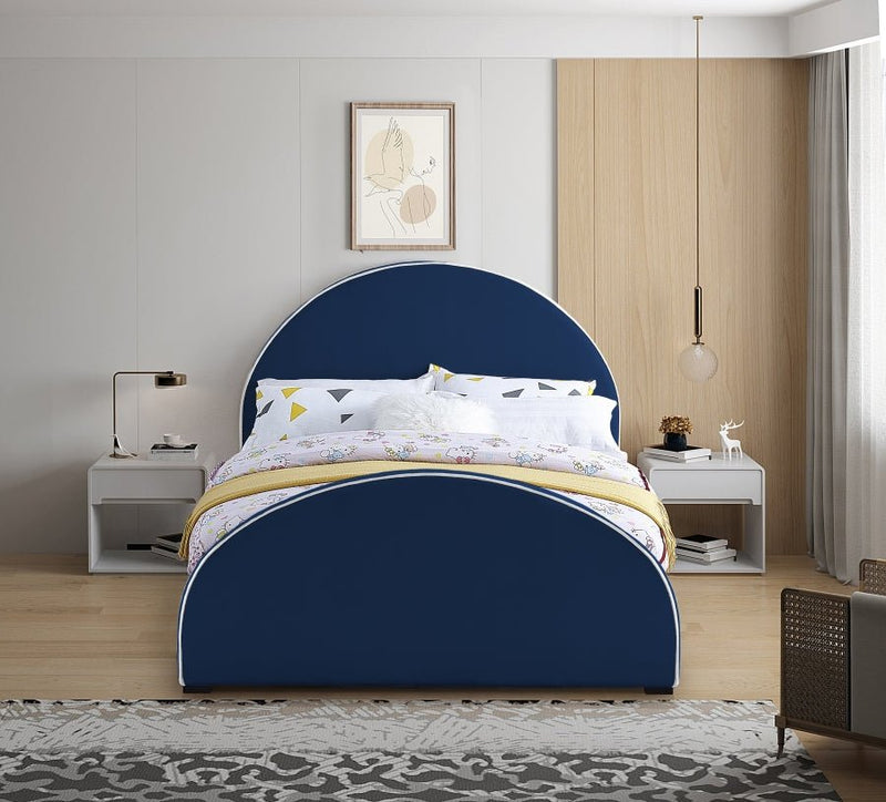 Brody Velvet Queen Bed Blue - Gate FurnitureQueen Bed