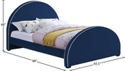 Brody Velvet Queen Bed Blue - Gate FurnitureQueen Bed