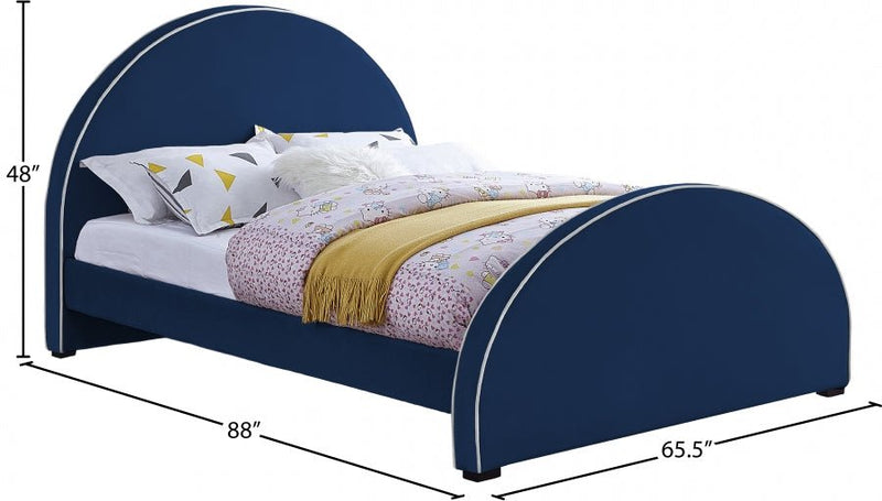 Brody Velvet Queen Bed Blue - Gate FurnitureQueen Bed