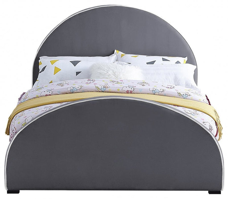 Brody Velvet Queen Bed Grey - Gate FurnitureQueen Bed