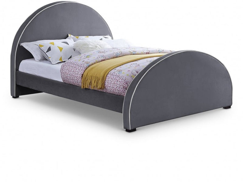 Brody Velvet Queen Bed Grey - Gate FurnitureQueen Bed