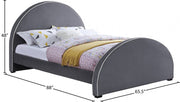 Brody Velvet Queen Bed Grey - Gate FurnitureQueen Bed