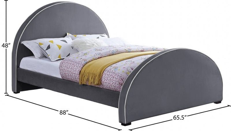 Brody Velvet Queen Bed Grey - Gate FurnitureQueen Bed