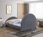 Brody Velvet Queen Bed Grey - Gate FurnitureQueen Bed