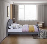 Brody Velvet Queen Bed Grey - Gate FurnitureQueen Bed